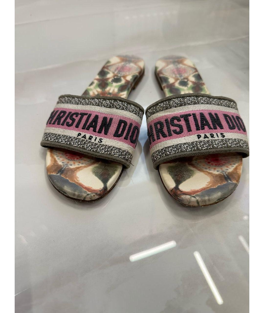 CHRISTIAN DIOR Мульти текстильные шлепанцы, фото 3