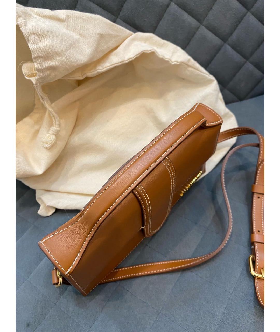 JACQUEMUS Коричневая кожаная сумка через плечо, фото 4