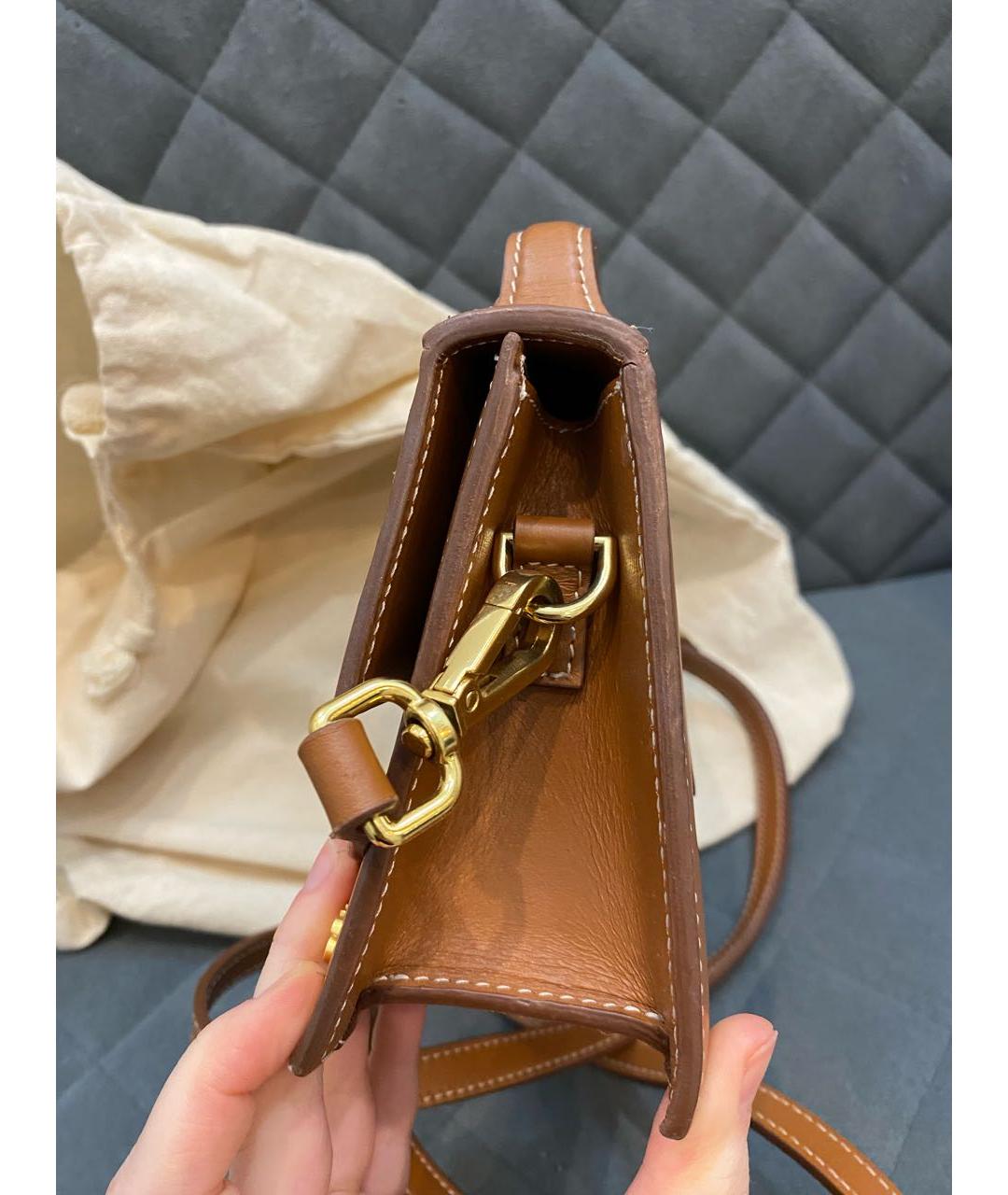 JACQUEMUS Коричневая кожаная сумка через плечо, фото 6