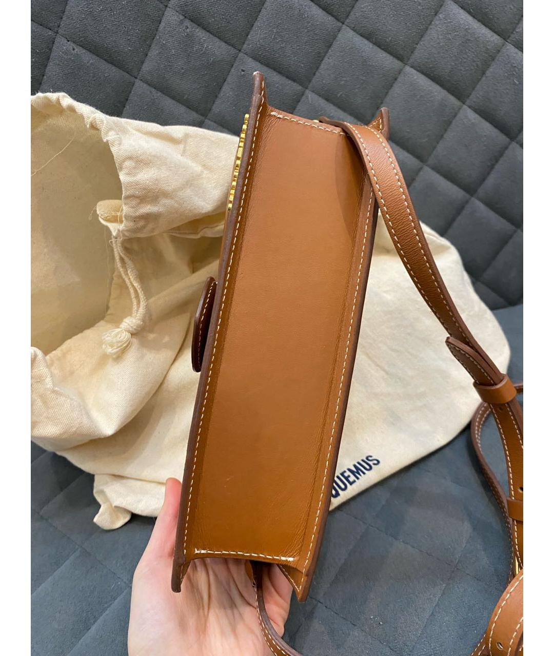 JACQUEMUS Коричневая кожаная сумка через плечо, фото 3