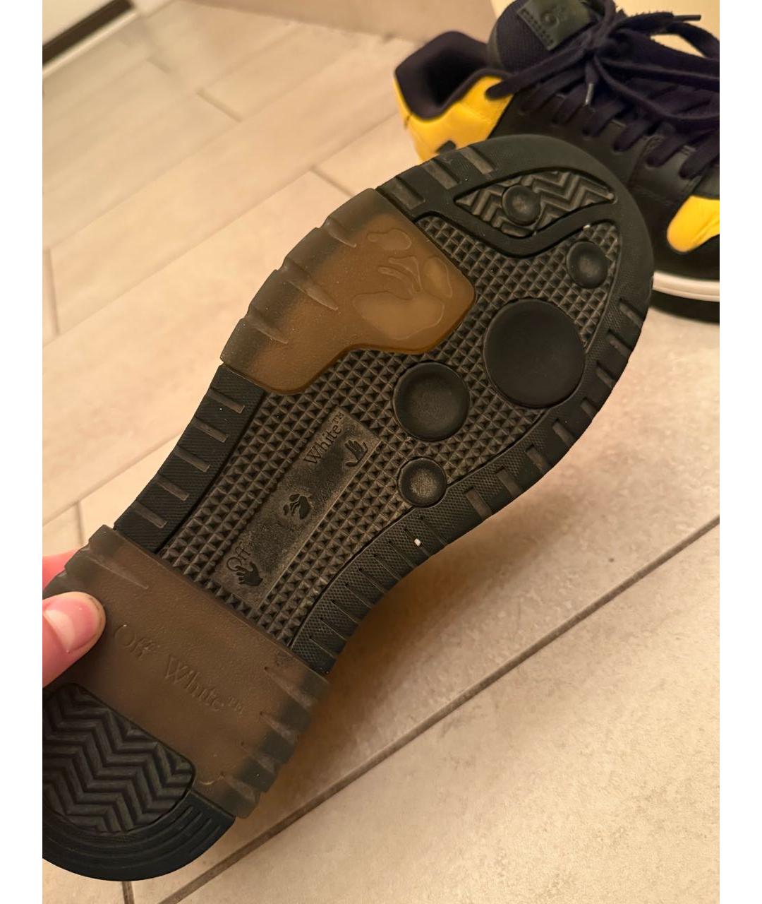 OFF-WHITE Желтые кожаные высокие кроссовки / кеды, фото 4