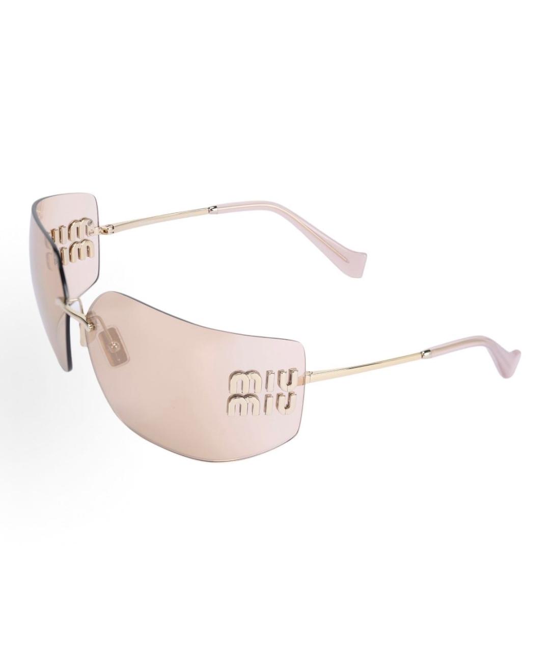MIU MIU Золотые металлические солнцезащитные очки, фото 4