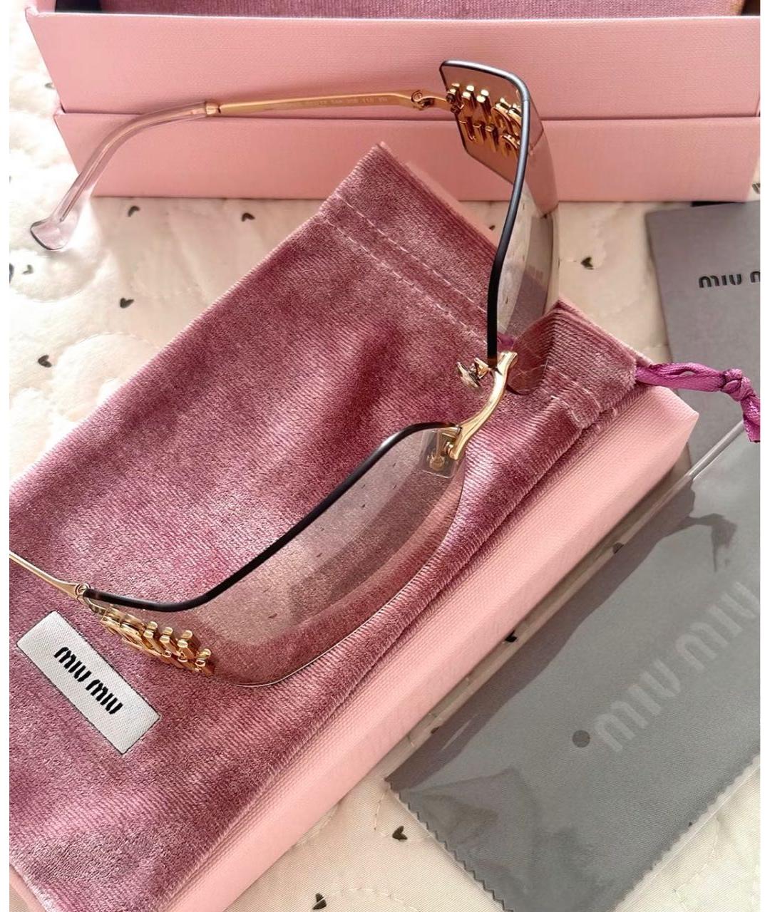 MIU MIU Золотые металлические солнцезащитные очки, фото 2