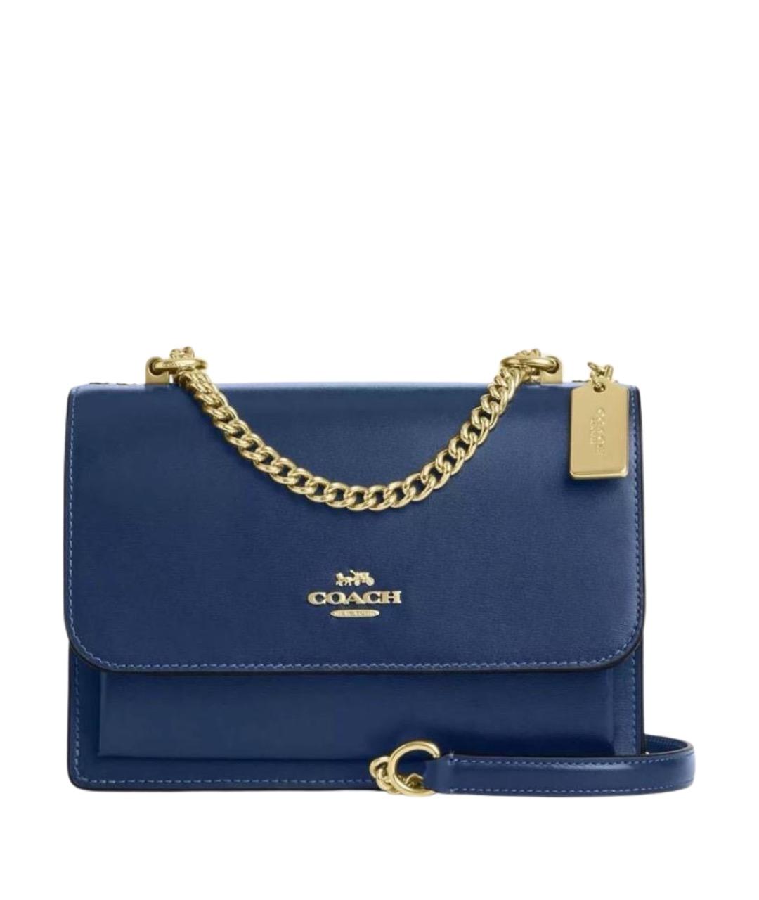 COACH Темно-синяя кожаная сумка через плечо, фото 1