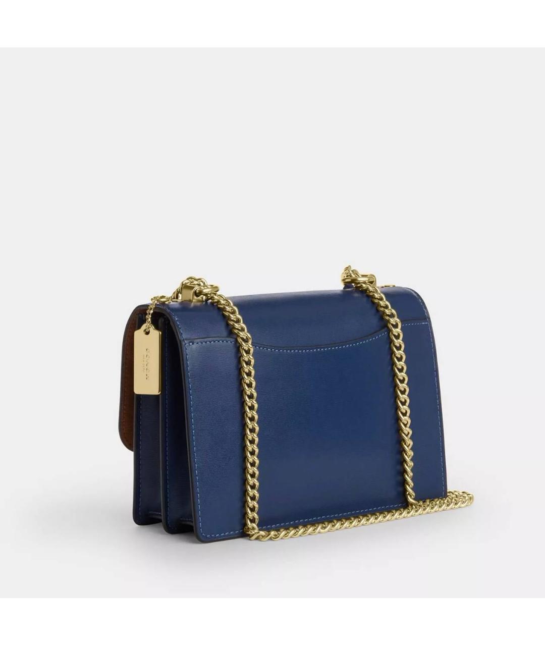 COACH Темно-синяя кожаная сумка через плечо, фото 3