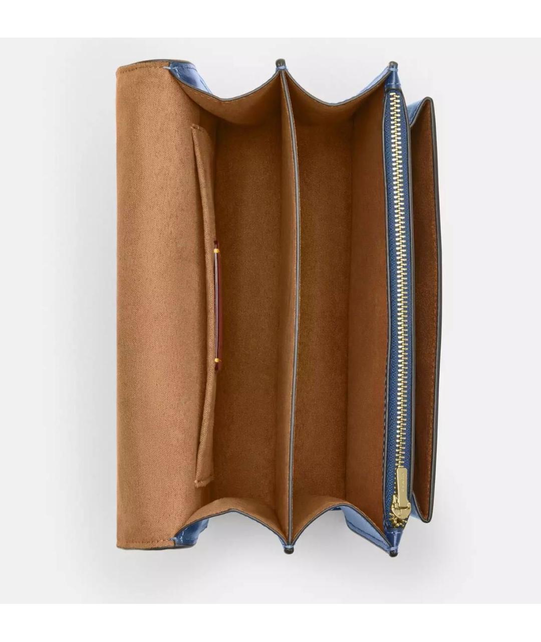 COACH Темно-синяя кожаная сумка через плечо, фото 5