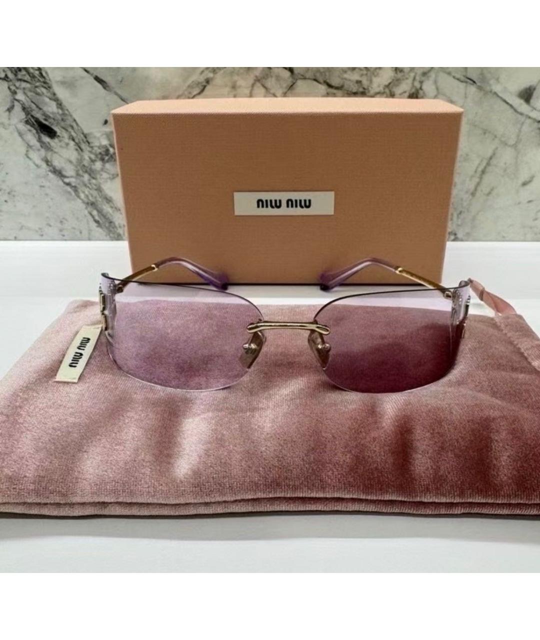 MIU MIU Золотые металлические солнцезащитные очки, фото 3