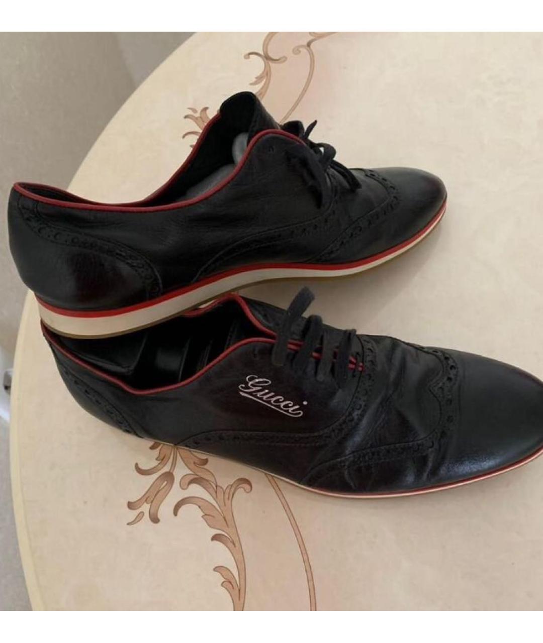 GUCCI Черные кожаные туфли, фото 2