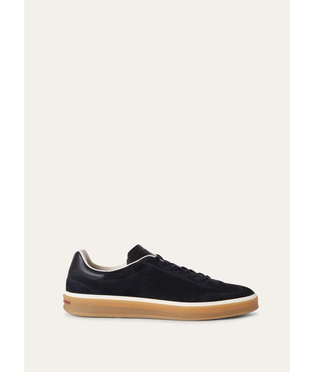 LORO PIANA Темно-синие замшевые низкие кроссовки / кеды, фото 9