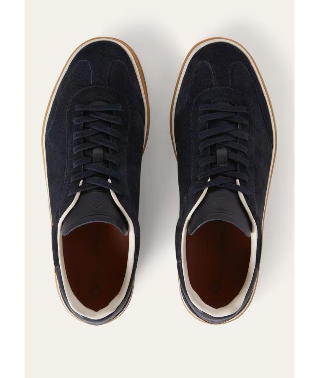 LORO PIANA Темно-синие замшевые низкие кроссовки / кеды, фото 8