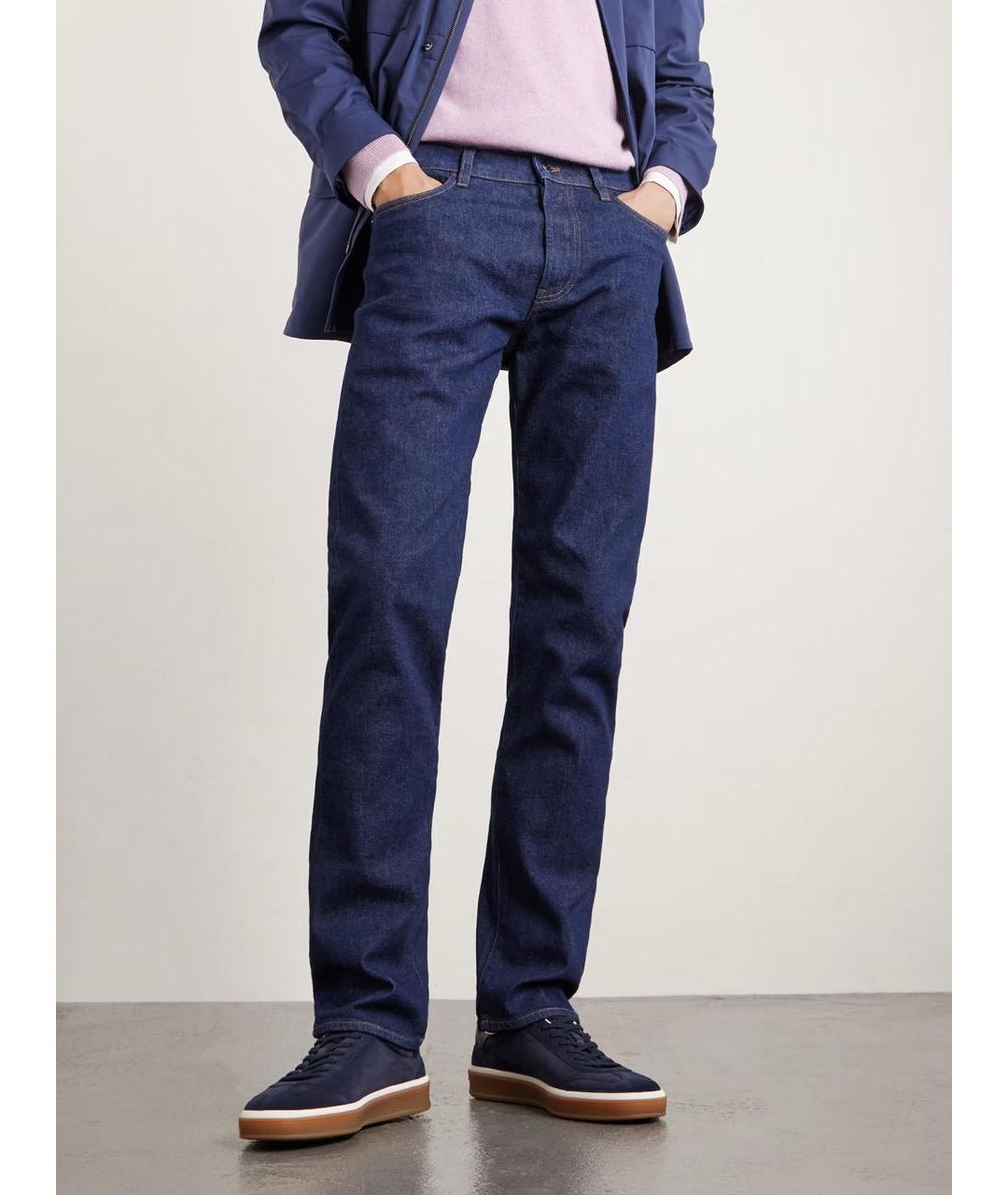 LORO PIANA Темно-синие замшевые низкие кроссовки / кеды, фото 2