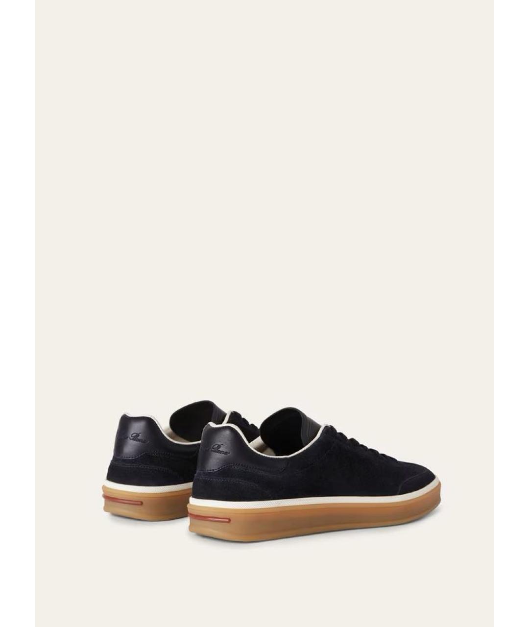 LORO PIANA Темно-синие замшевые низкие кроссовки / кеды, фото 4