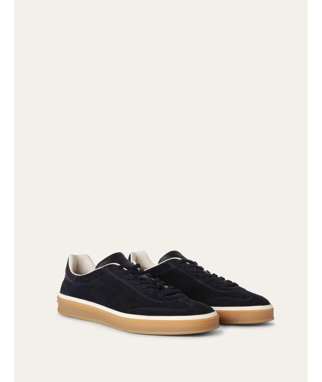 LORO PIANA Темно-синие замшевые низкие кроссовки / кеды, фото 3