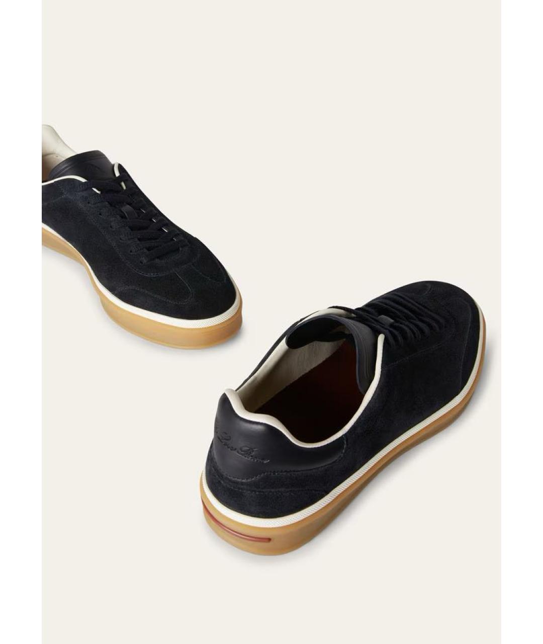 LORO PIANA Темно-синие замшевые низкие кроссовки / кеды, фото 7
