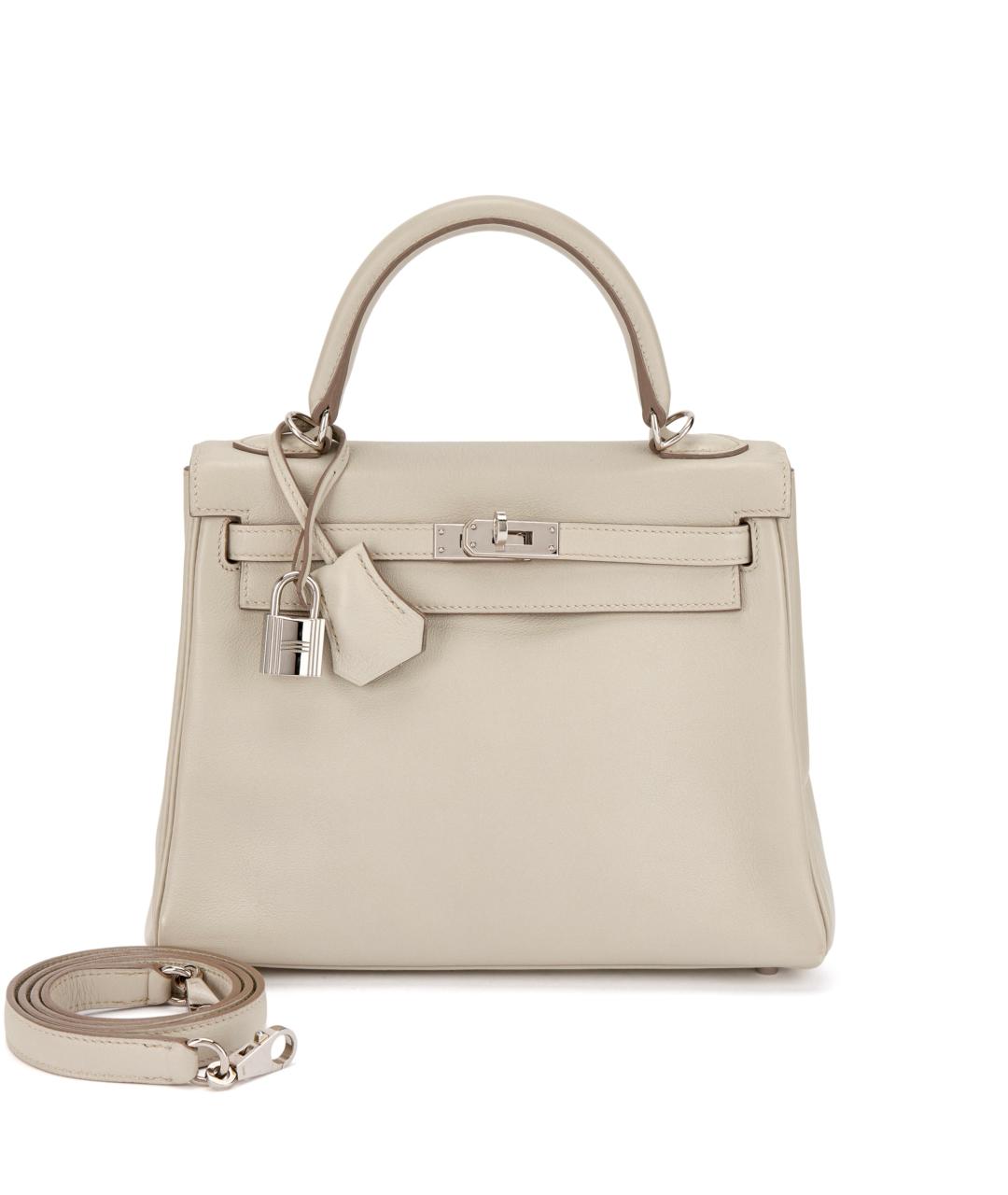 HERMES Бежевая кожаная сумка с короткими ручками, фото 8