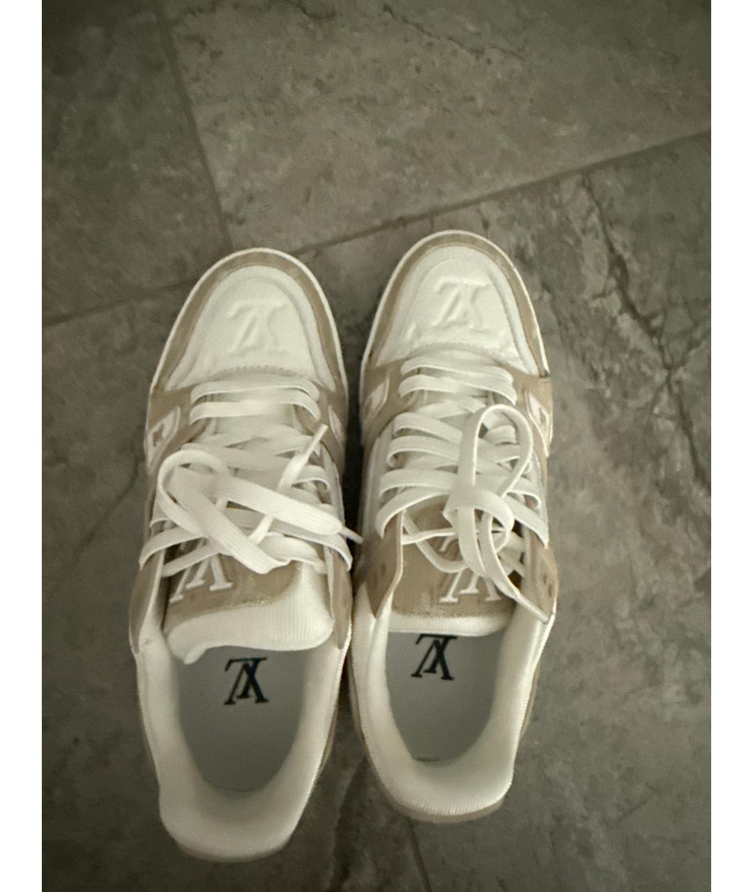 LOUIS VUITTON Бежевые кожаные кроссовки, фото 3