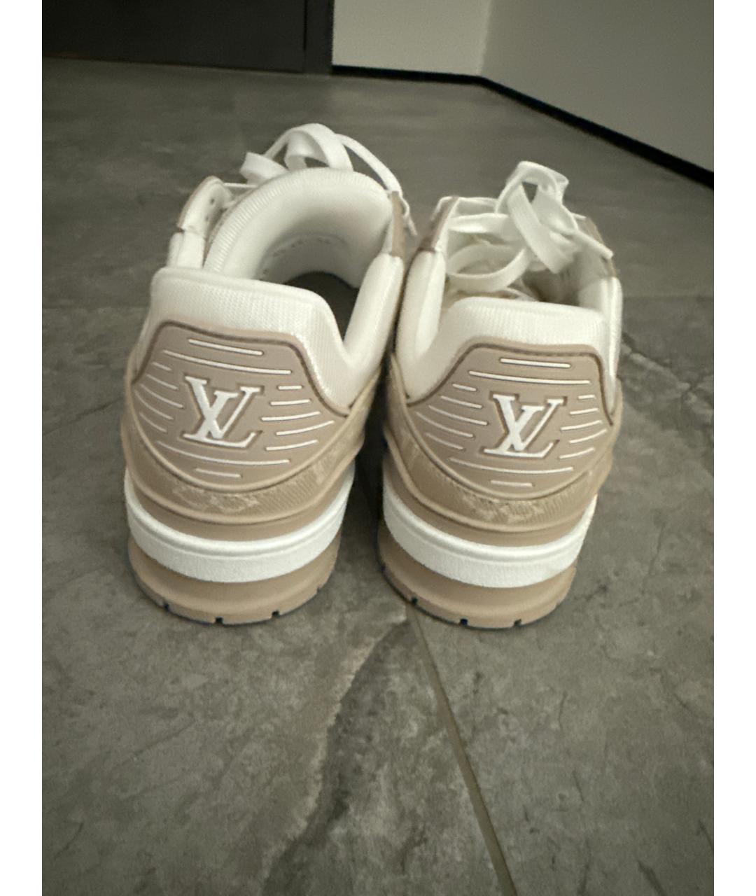 LOUIS VUITTON Бежевые кожаные кроссовки, фото 4