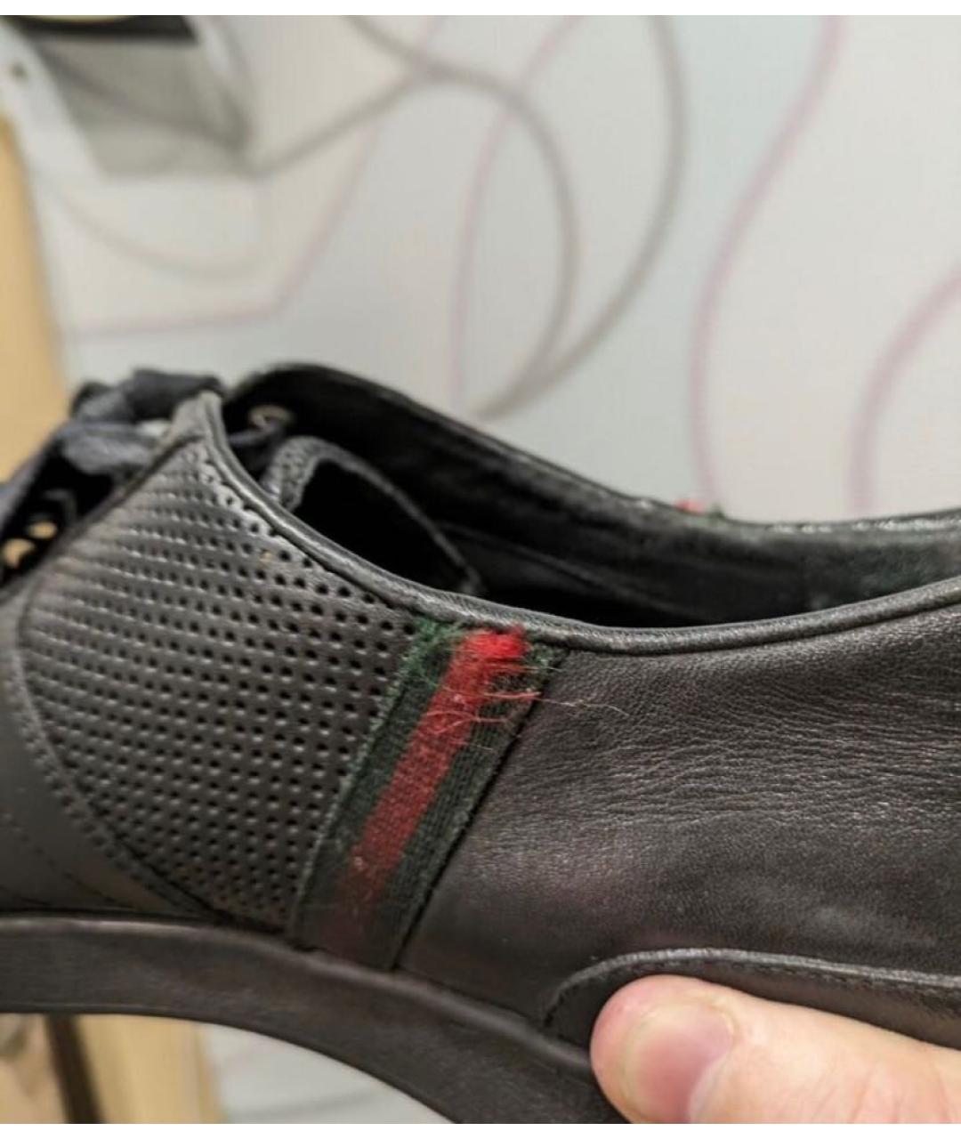 GUCCI Черные кожаные низкие кроссовки / кеды, фото 8