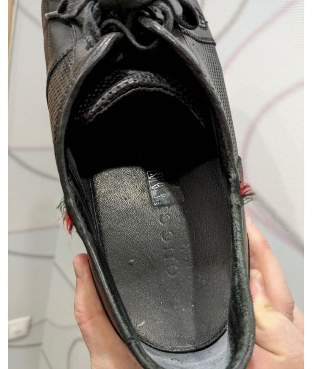 GUCCI Черные кожаные низкие кроссовки / кеды, фото 7
