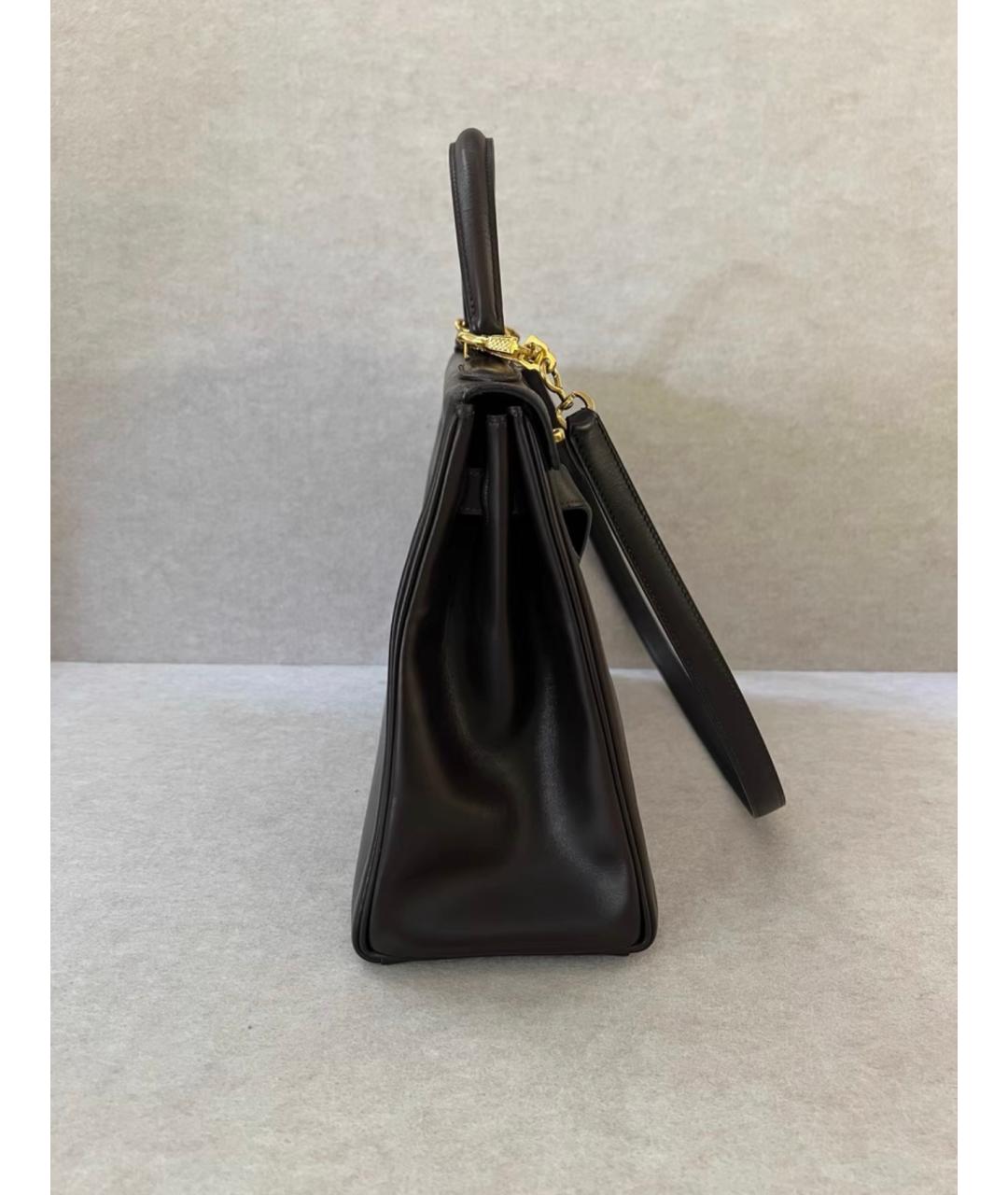 HERMES Черная кожаная сумка с короткими ручками, фото 6