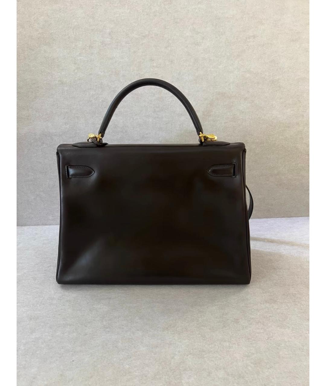 HERMES Черная кожаная сумка с короткими ручками, фото 4