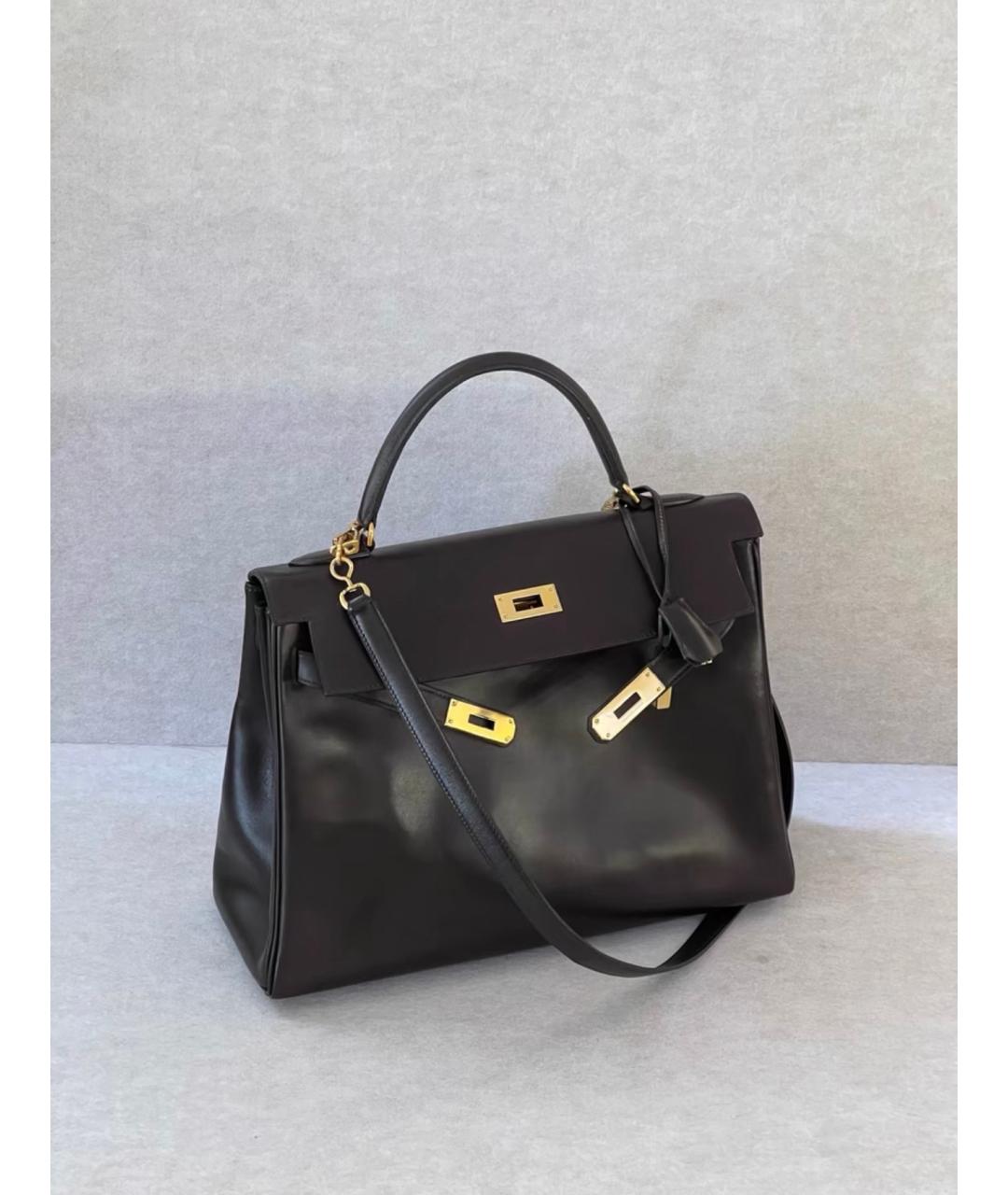 HERMES Черная кожаная сумка с короткими ручками, фото 2