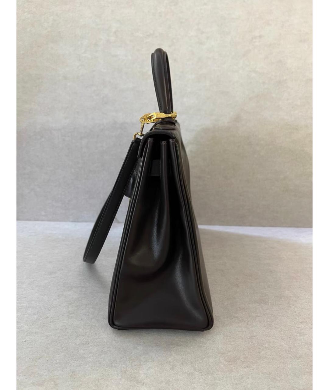 HERMES Черная кожаная сумка с короткими ручками, фото 5