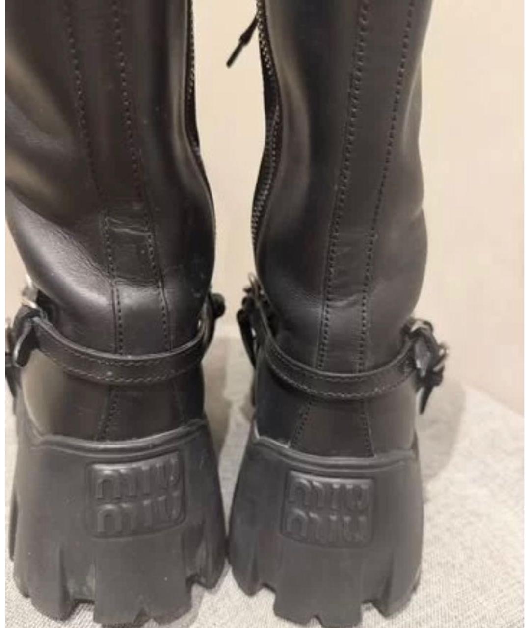 MIU MIU Черные кожаные сапоги, фото 4