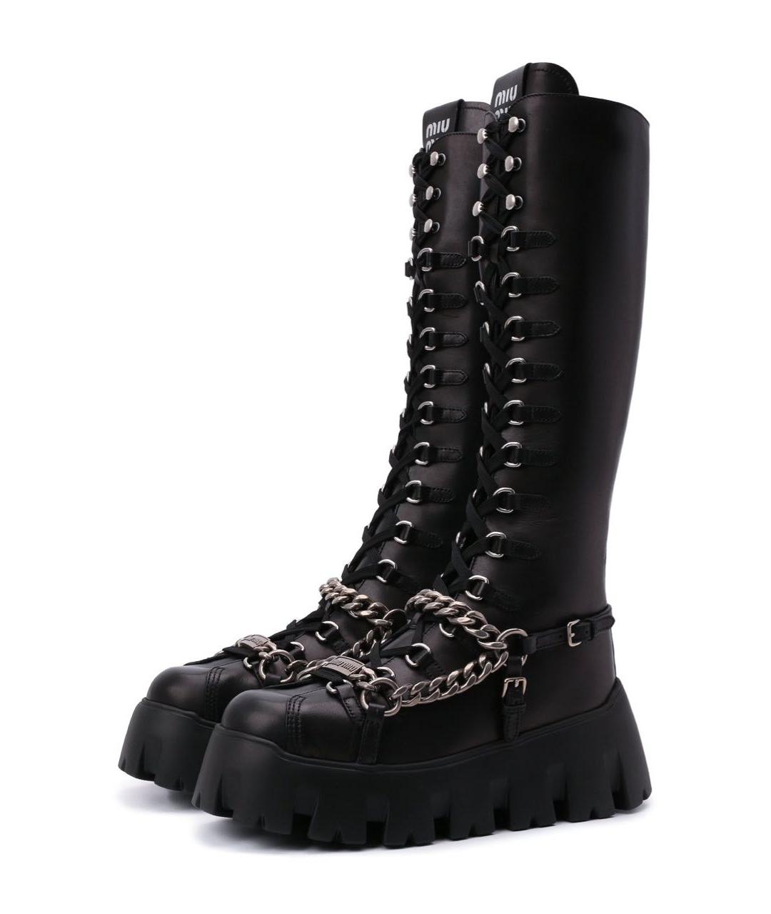 MIU MIU Черные кожаные сапоги, фото 5