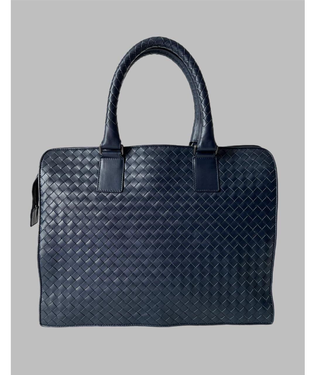 BOTTEGA VENETA Темно-синий кожаный портфель, фото 9