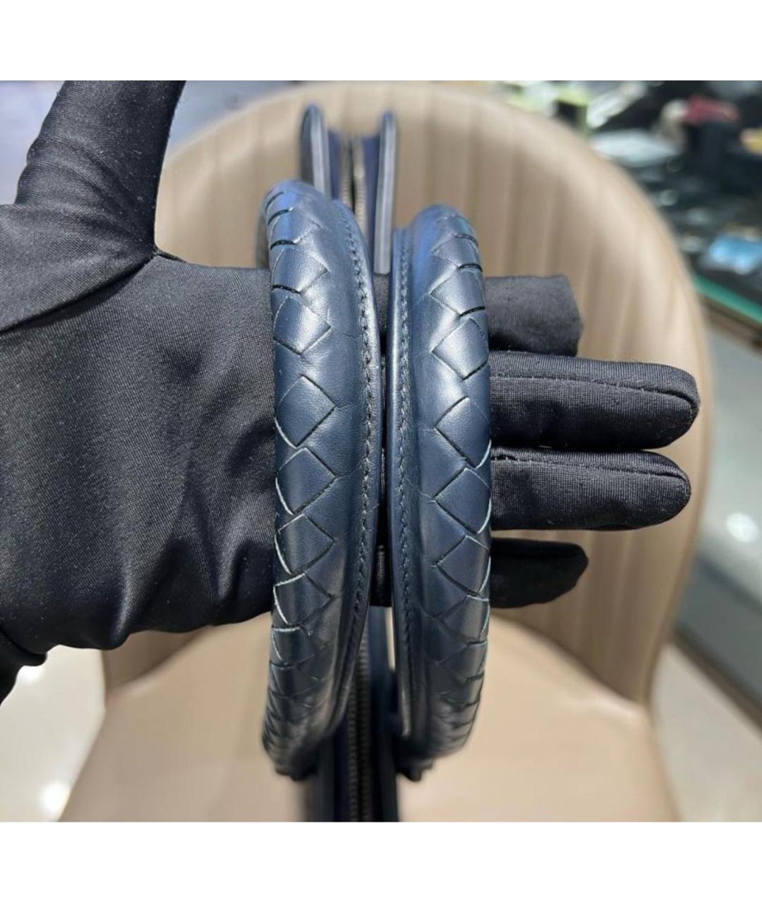 BOTTEGA VENETA Темно-синий кожаный портфель, фото 6