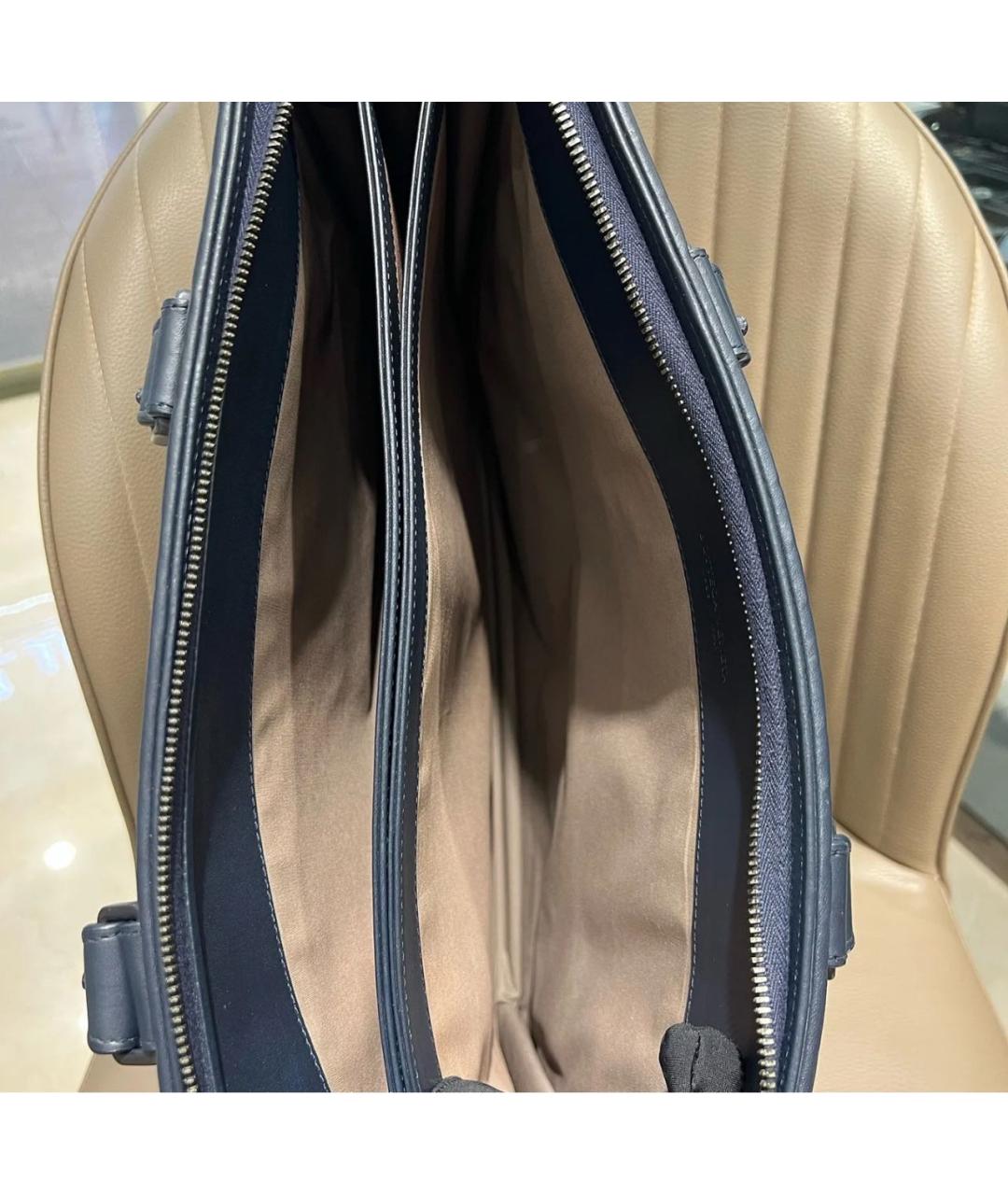 BOTTEGA VENETA Темно-синий кожаный портфель, фото 5