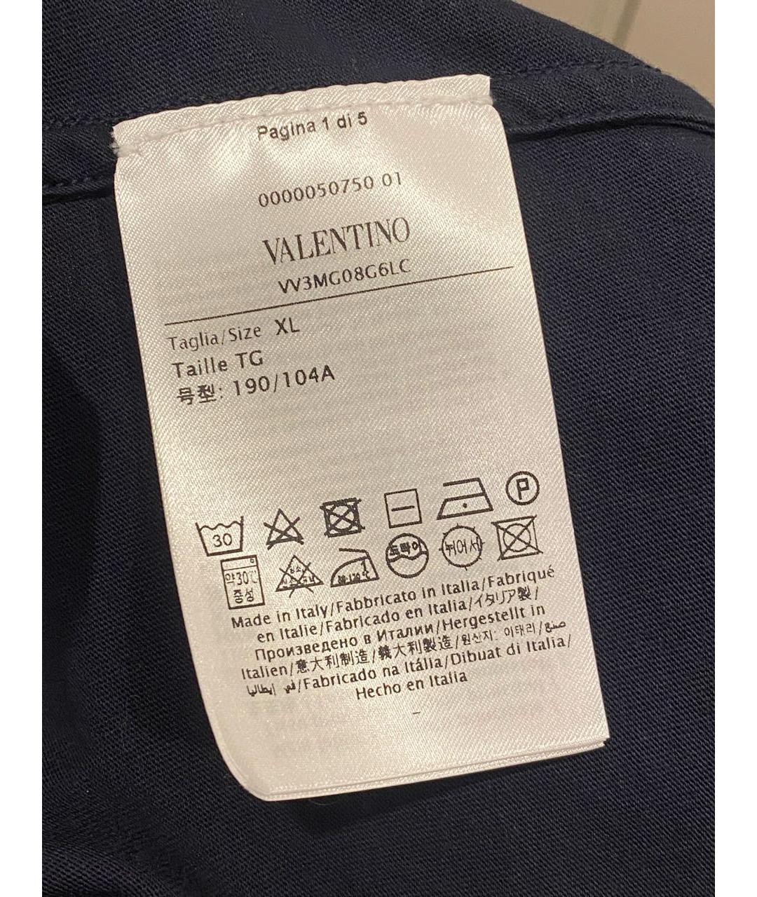 VALENTINO Темно-синяя хлопковая футболка, фото 7