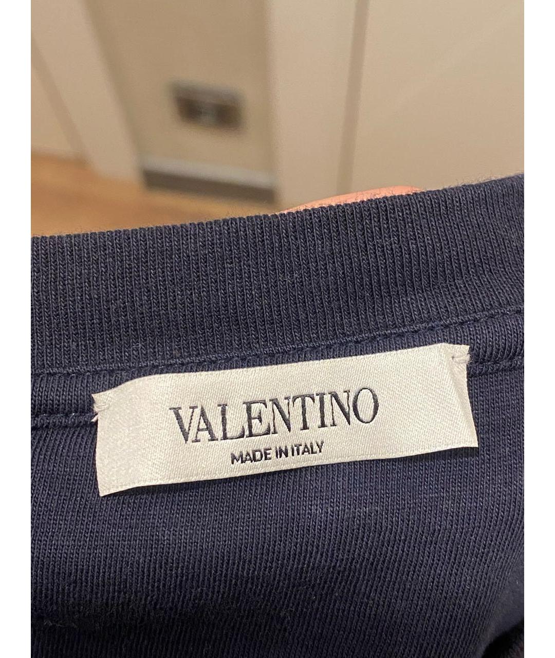 VALENTINO Темно-синяя хлопковая футболка, фото 6