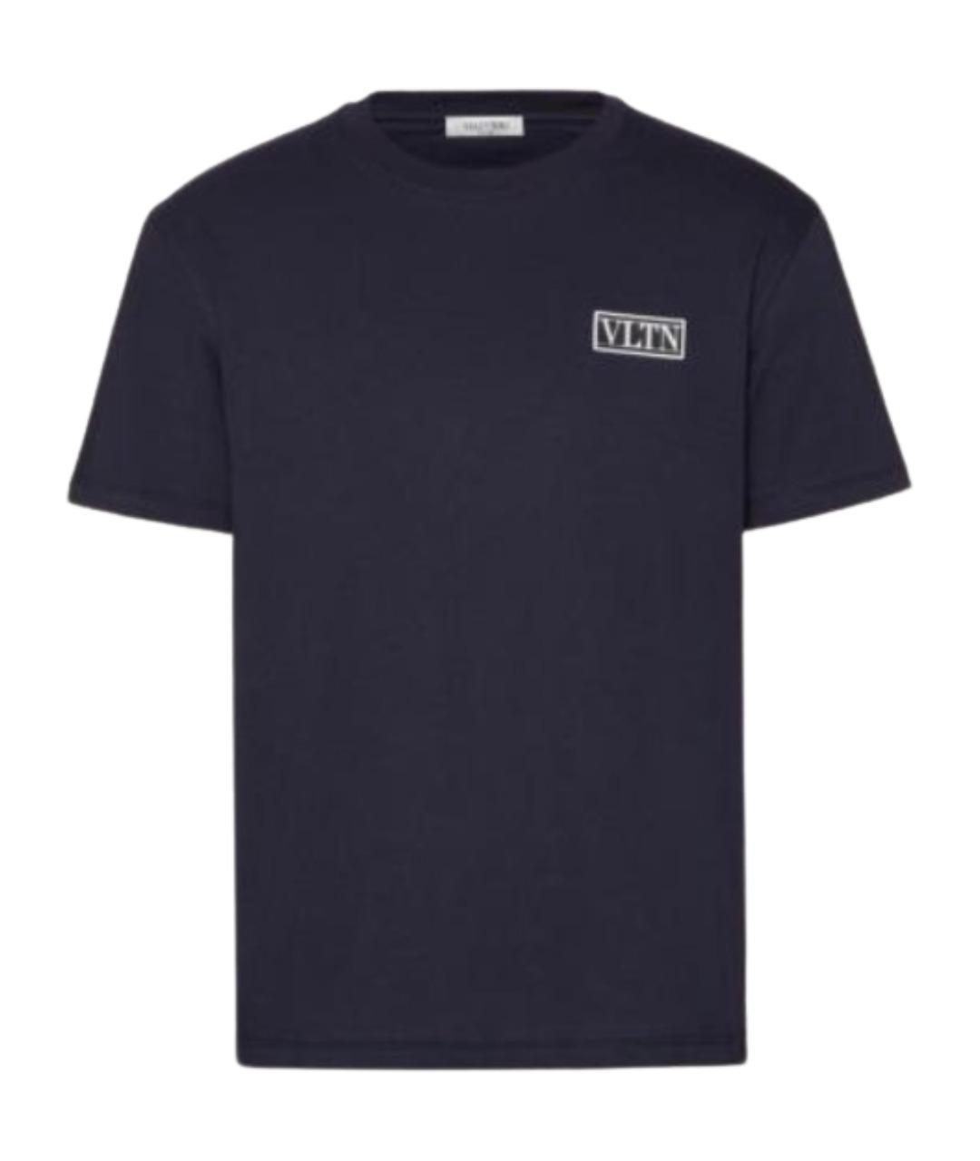 VALENTINO Темно-синяя хлопковая футболка, фото 1