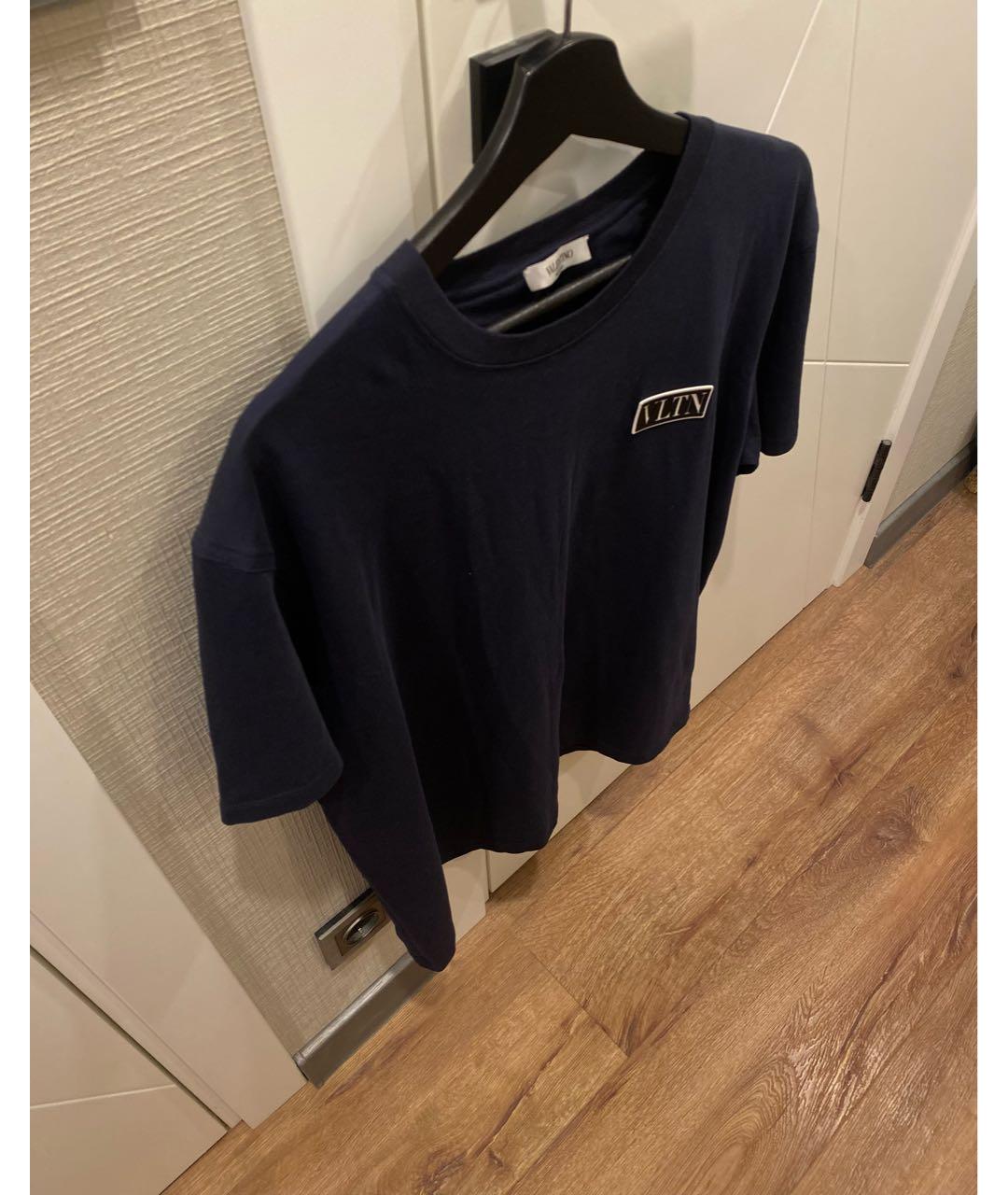 VALENTINO Темно-синяя хлопковая футболка, фото 5