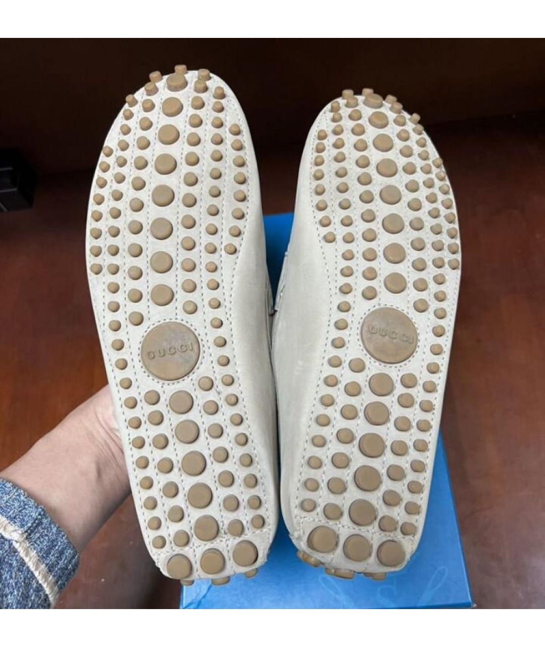 GUCCI Бежевые нубуковые мокасины, фото 4