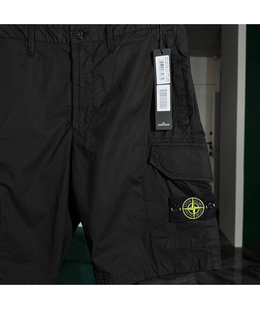 STONE ISLAND Черные хлопковые шорты, фото 2