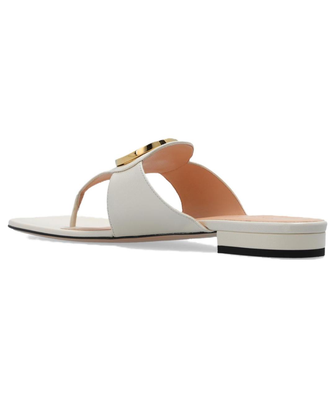 GUCCI Белые кожаные шлепанцы, фото 5