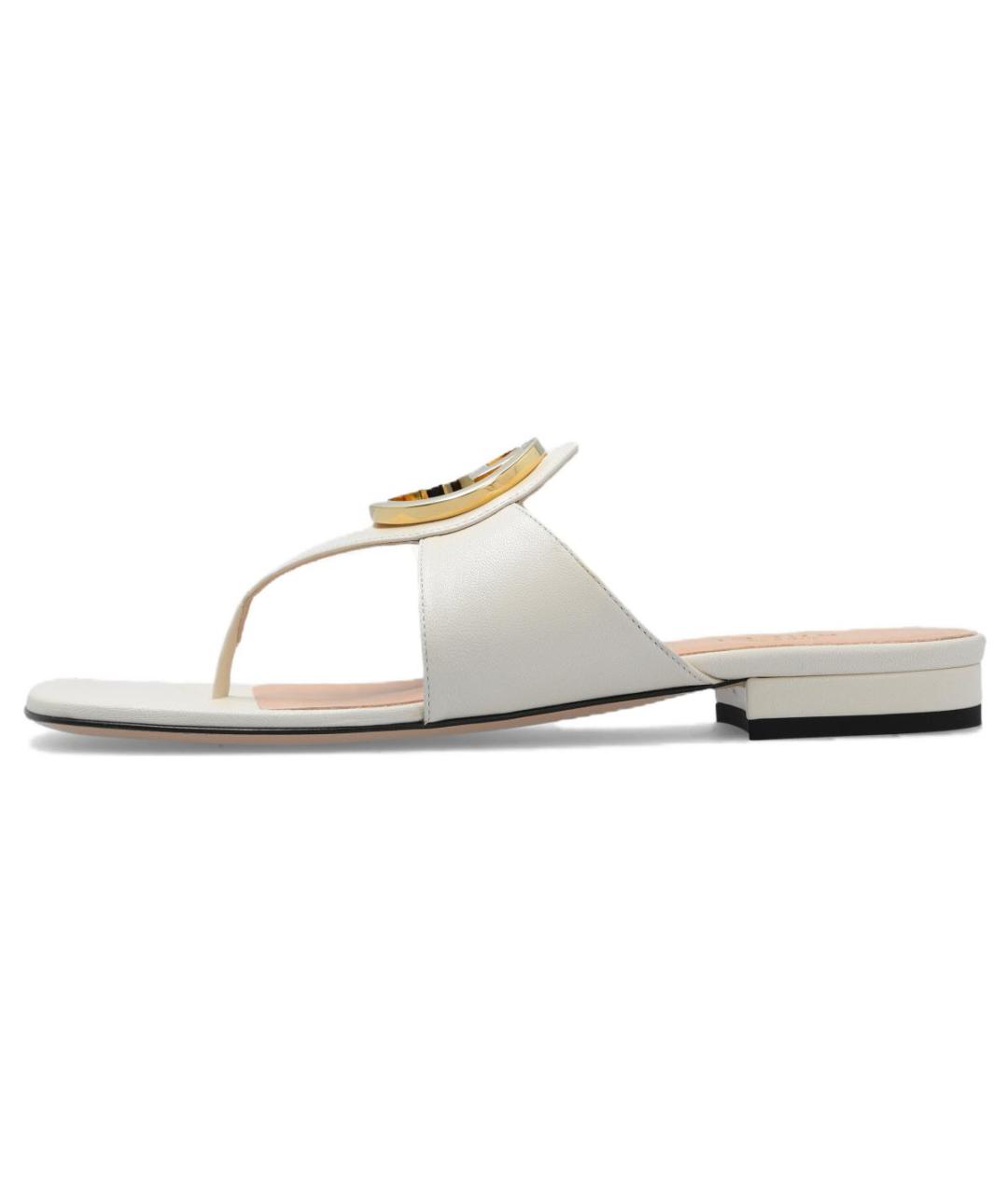 GUCCI Белые кожаные шлепанцы, фото 2