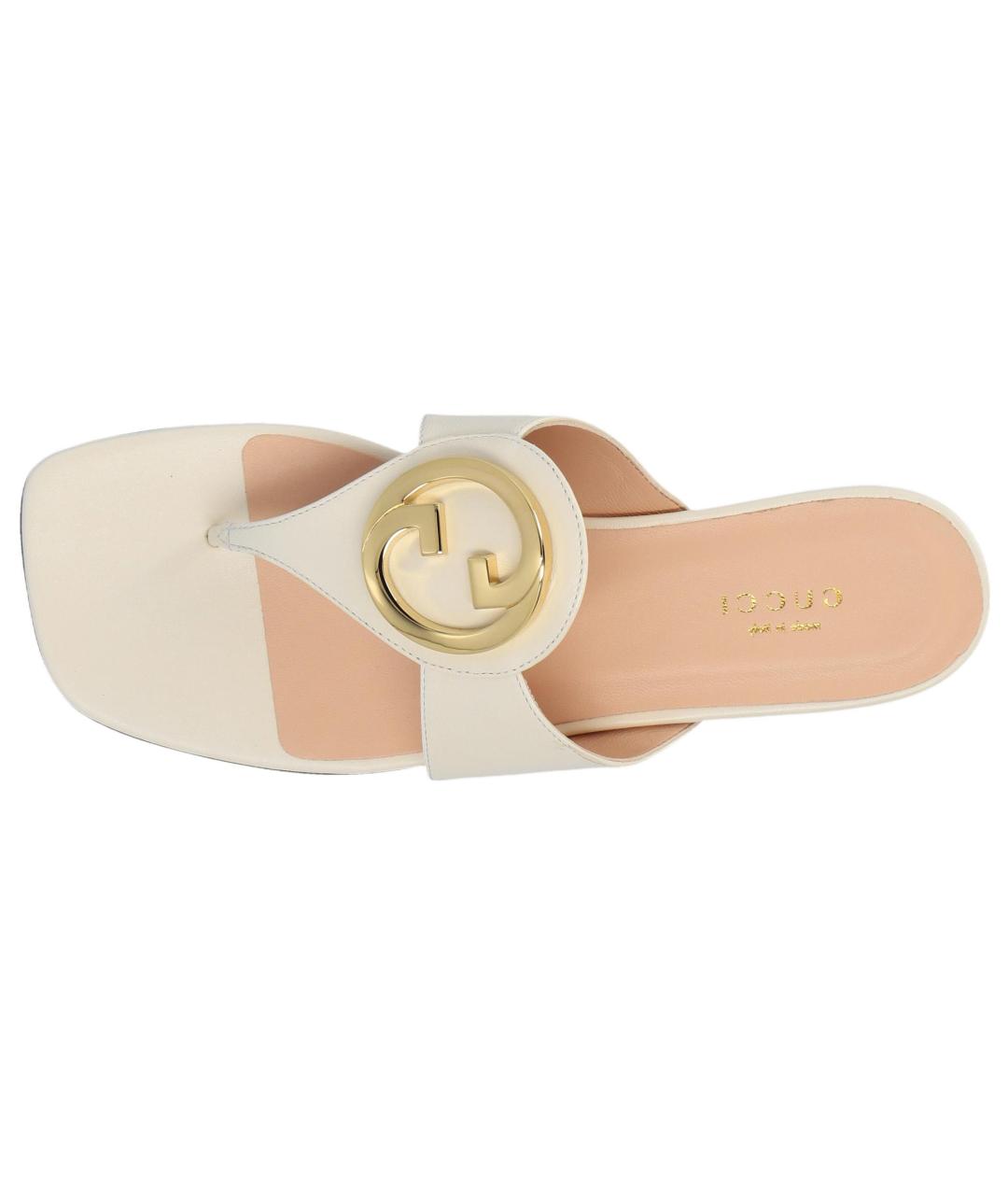 GUCCI Белые кожаные шлепанцы, фото 4