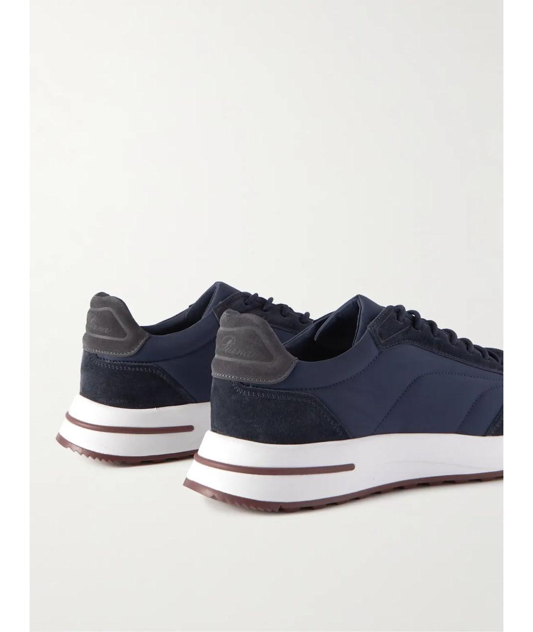 LORO PIANA Темно-синие замшевые низкие кроссовки / кеды, фото 3
