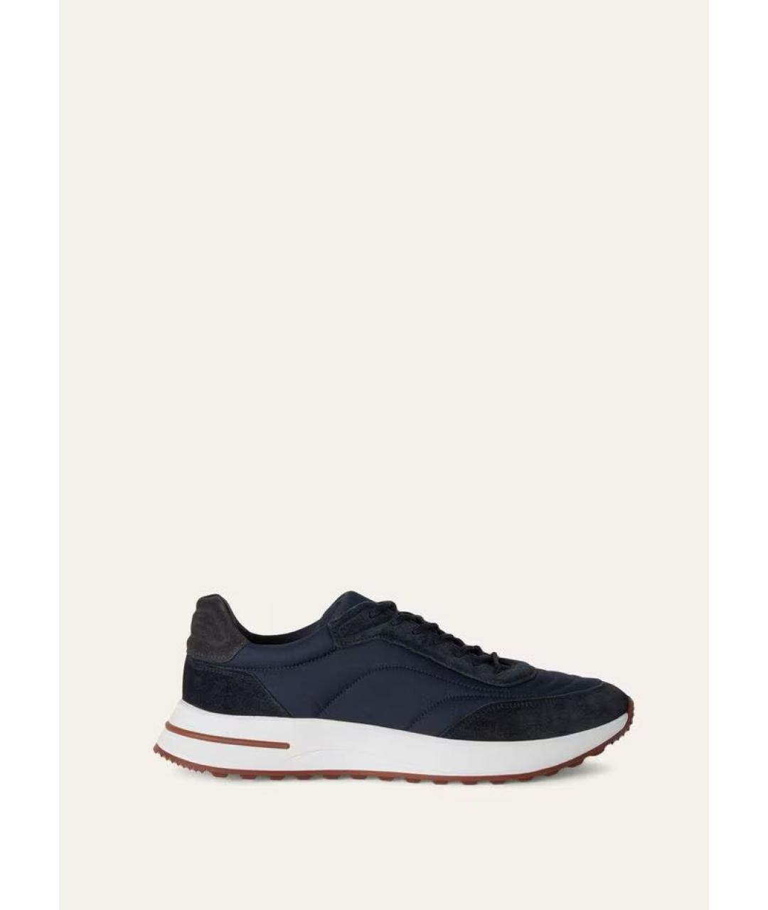 LORO PIANA Темно-синие замшевые низкие кроссовки / кеды, фото 9