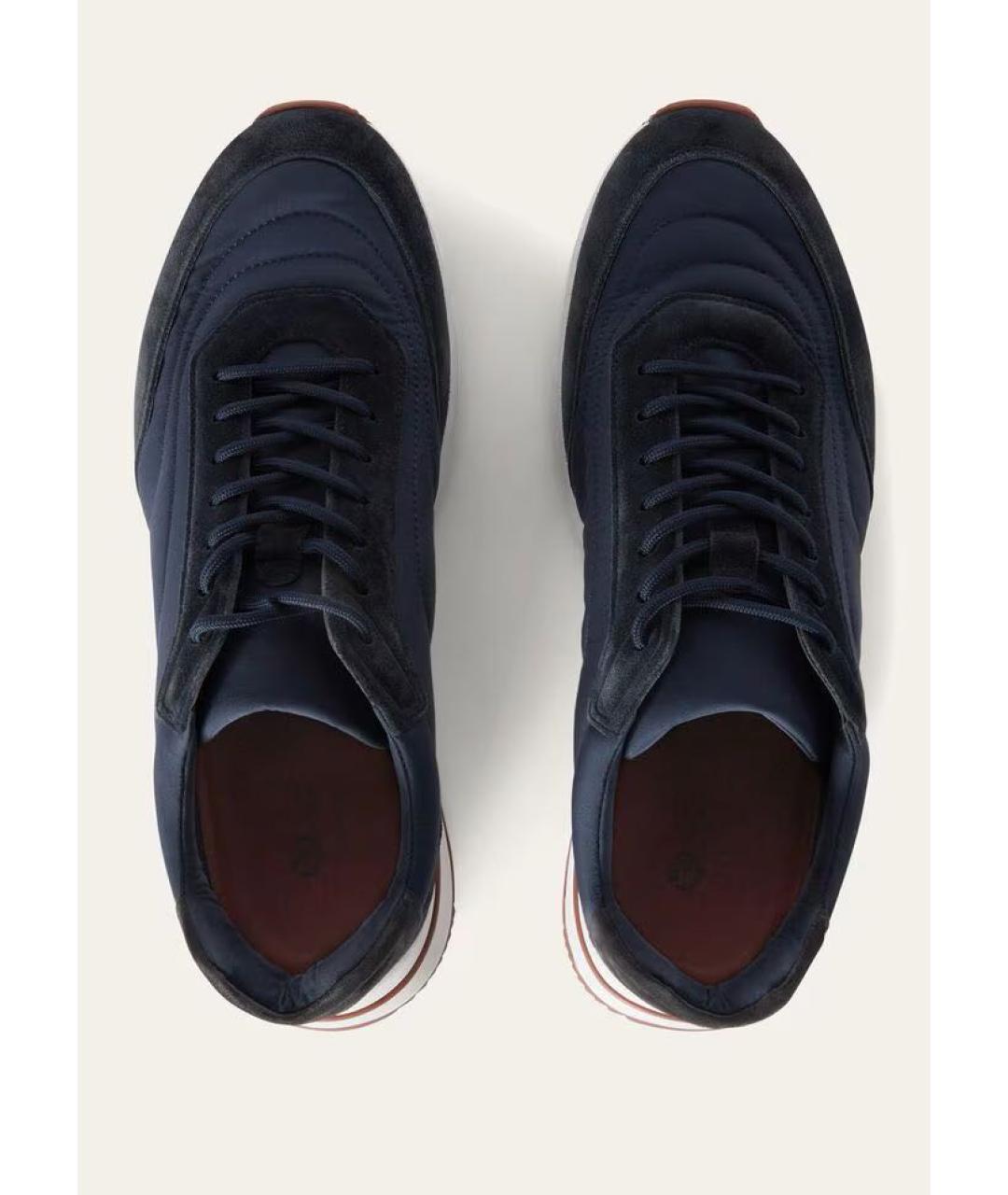 LORO PIANA Темно-синие замшевые низкие кроссовки / кеды, фото 5