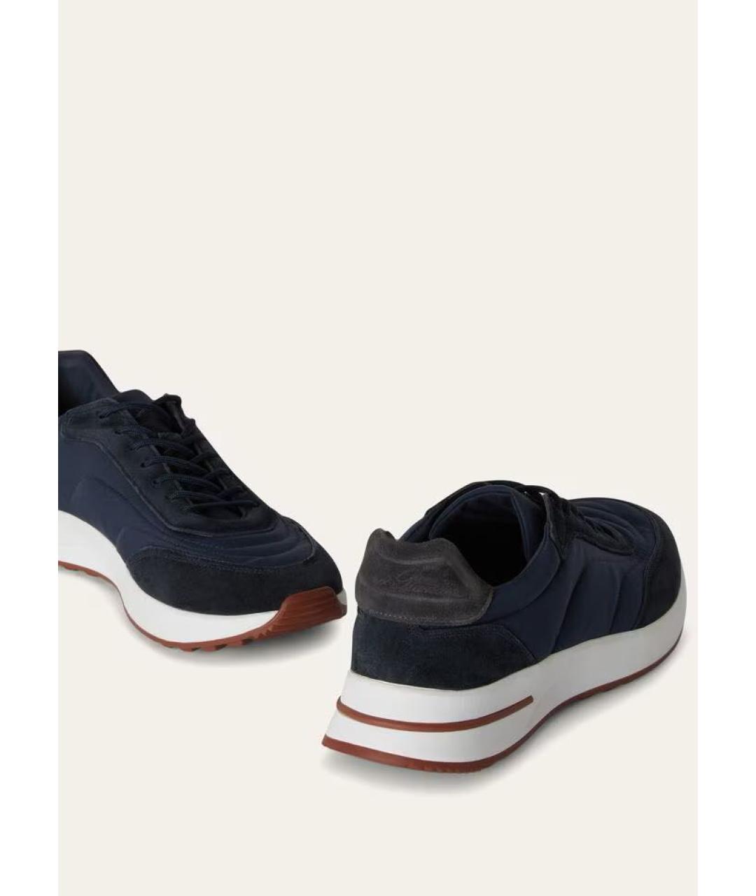 LORO PIANA Темно-синие замшевые низкие кроссовки / кеды, фото 6