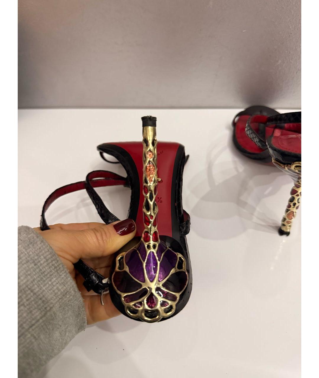 CESARE PACIOTTI Черные кожаные босоножки, фото 8