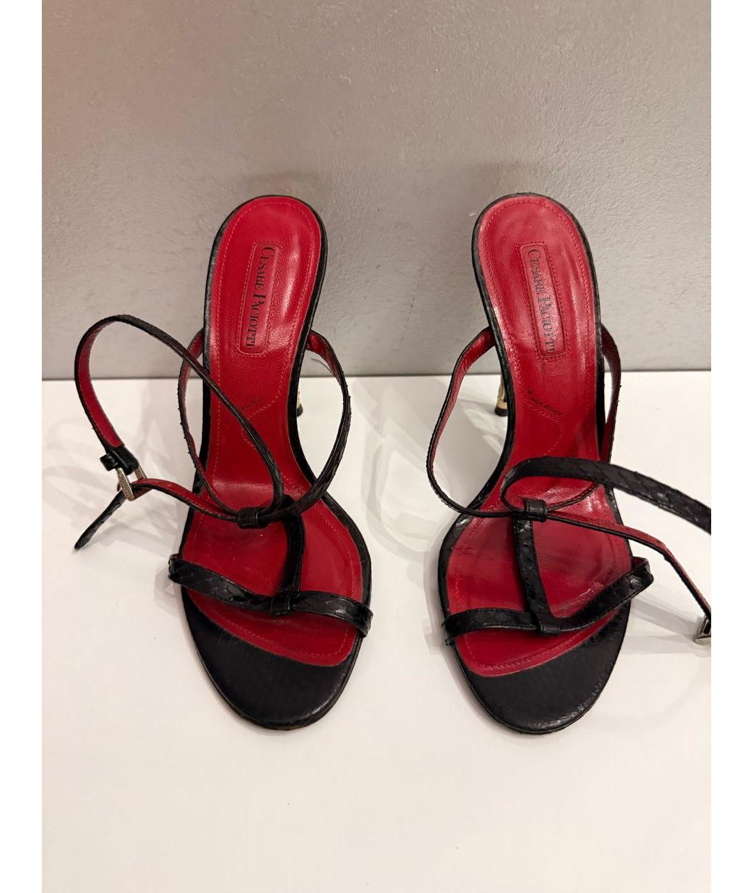 CESARE PACIOTTI Черные кожаные босоножки, фото 2