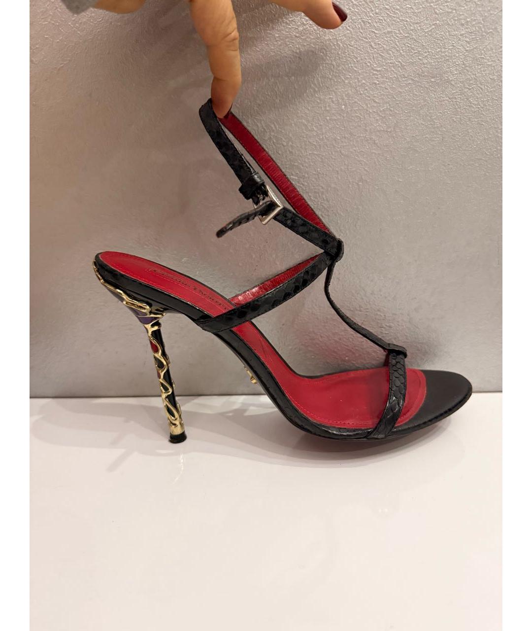 CESARE PACIOTTI Черные кожаные босоножки, фото 9