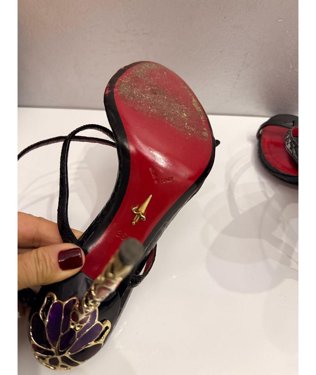 CESARE PACIOTTI Черные кожаные босоножки, фото 7