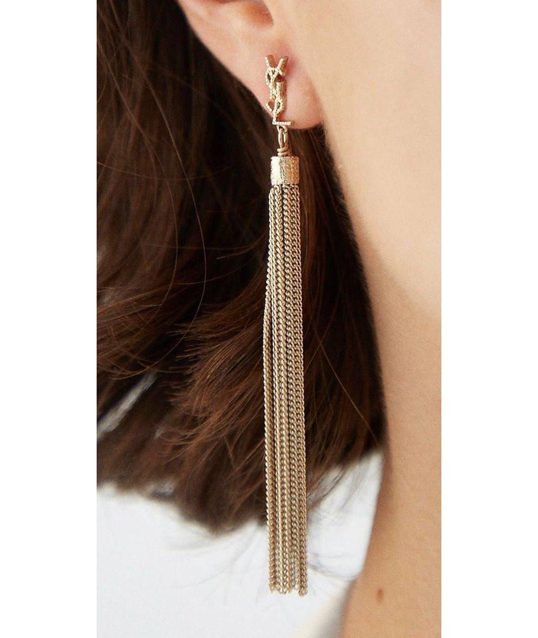 SAINT LAURENT Золотые металлические серьги, фото 2